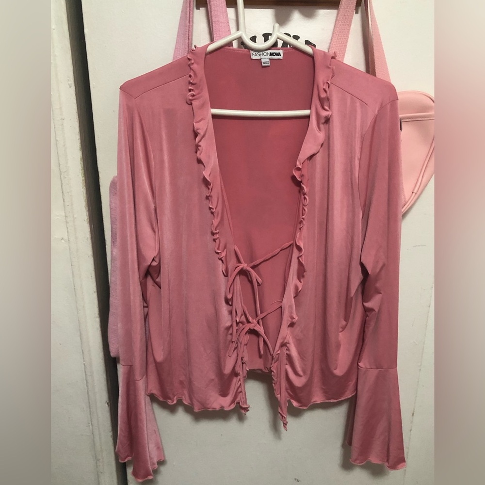 Fashion Nova- pink ruffle top